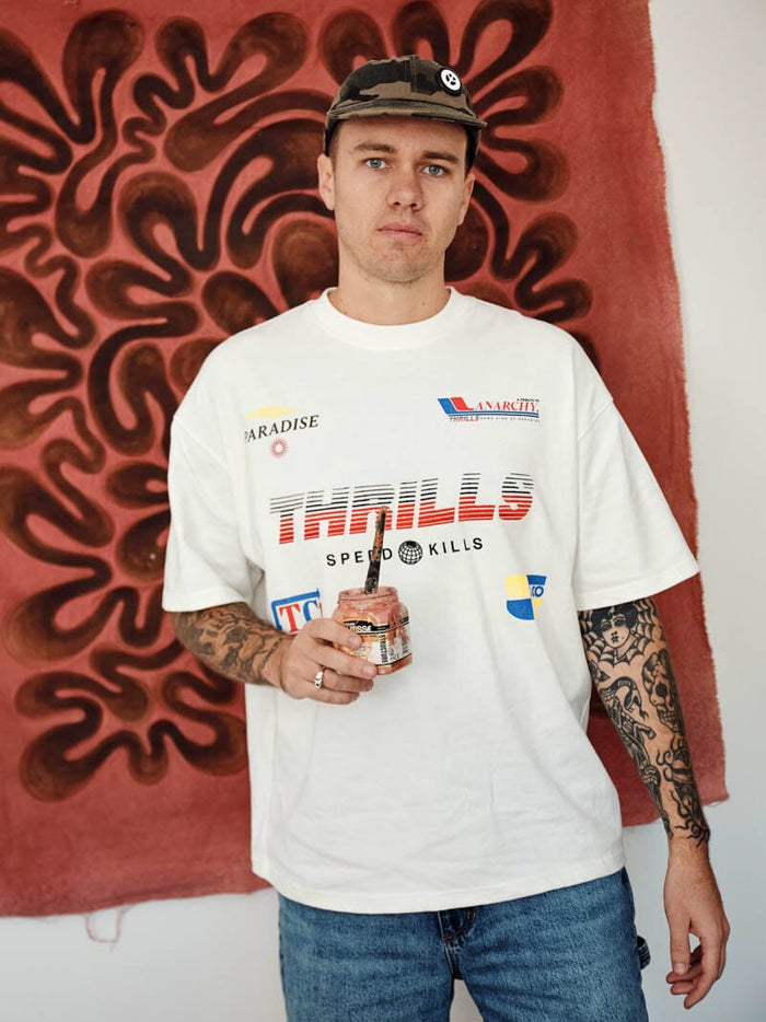 Anarchy In Paradise Box Fit Oversize Tee - Dirty White