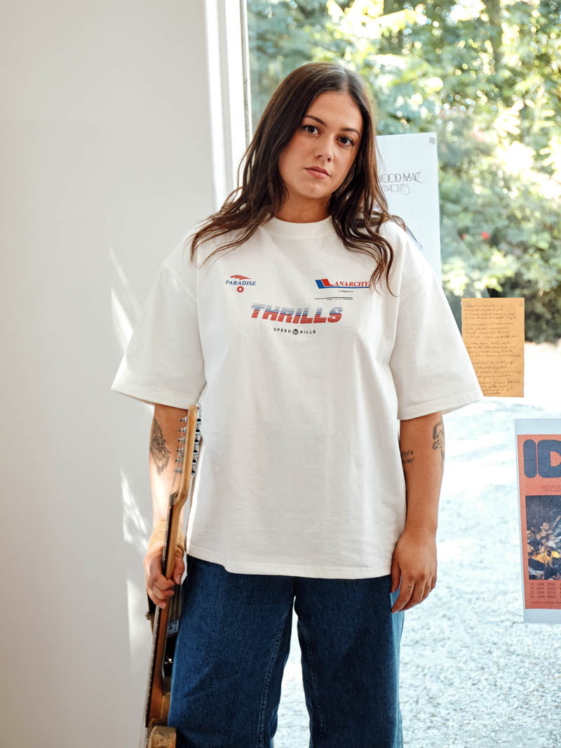 Anarchy In Paradise Oversized Tee - Dirty White