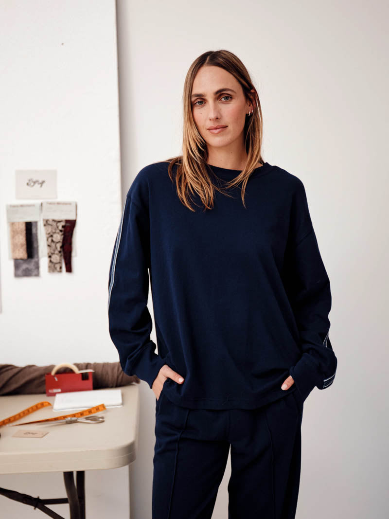 TC Insignia Oversized Long Sleeve Tee - Peacoat