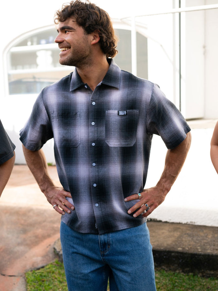 Chaotic Interventions Cropped Short Sleeve Shirt - Black