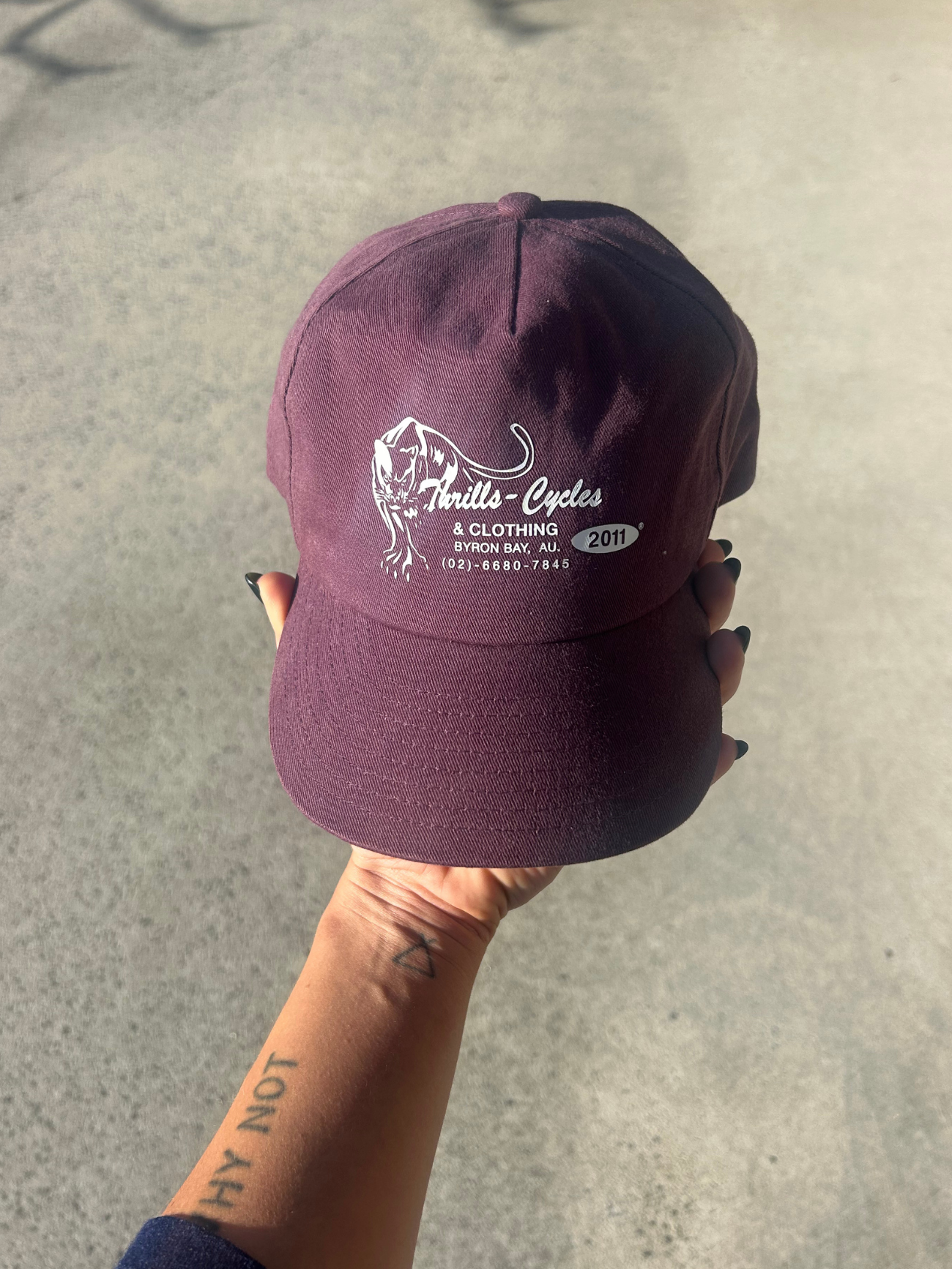 Thrills Cycles 5 Panel Short Brim Cap - Maroon