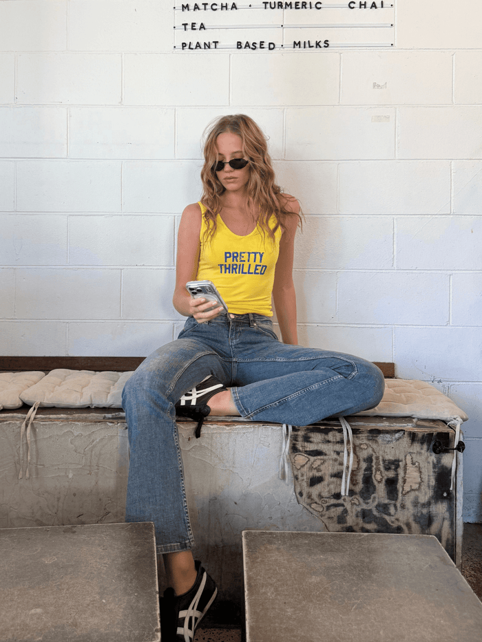 Thrilled V Neck Tank - Mimosa