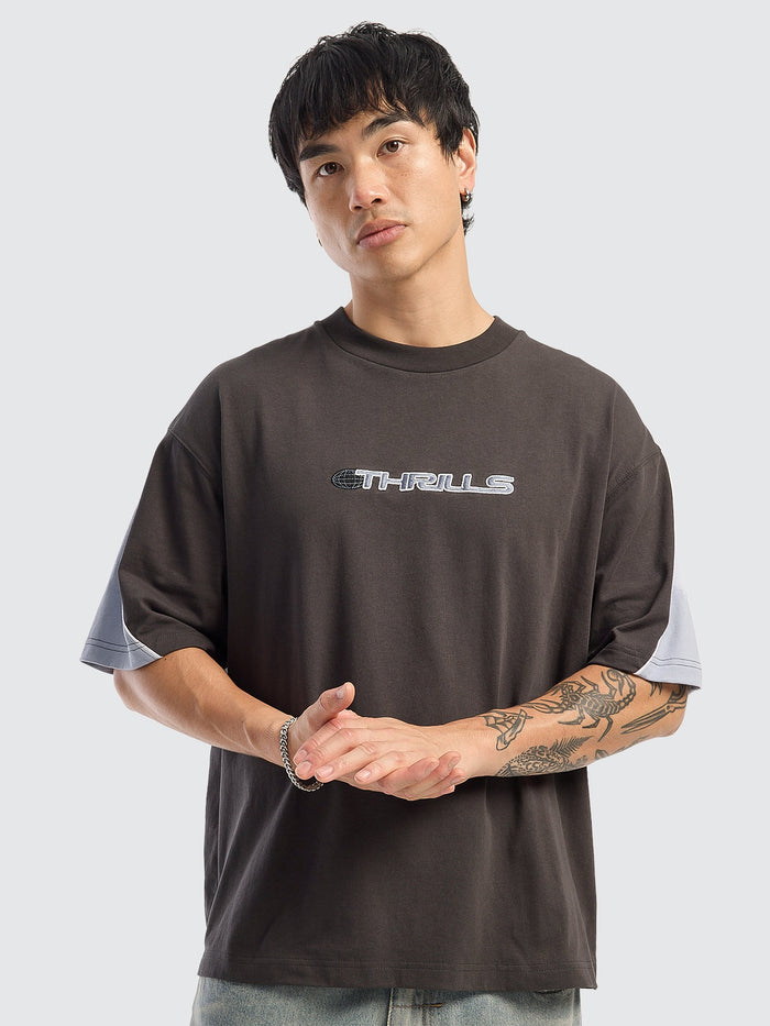 Eclipse Panel Oversize Box Crop Tee - Dark Merch Black