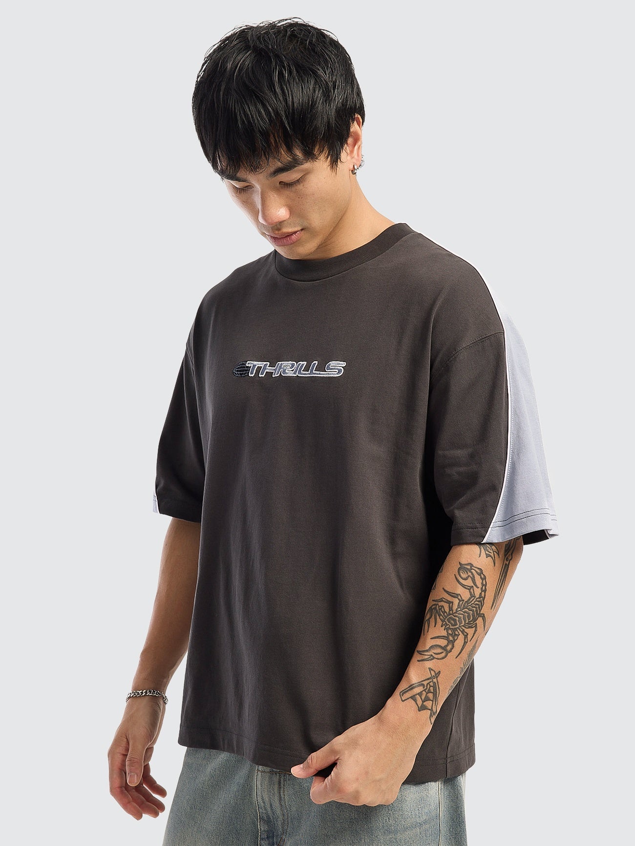 Eclipse Panel Oversize Box Crop Tee - Dark Merch Black