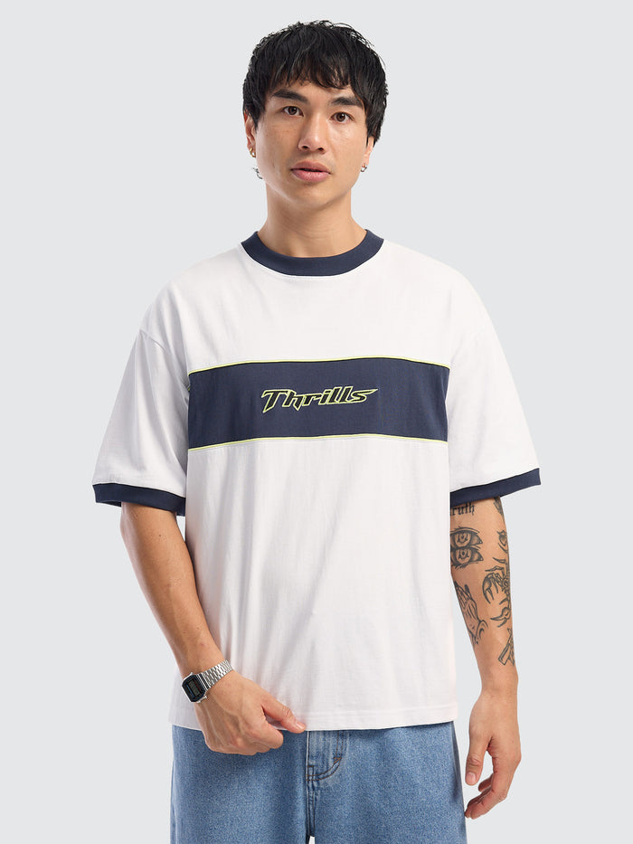 Outcast Panel Oversize Box Crop Tee - White