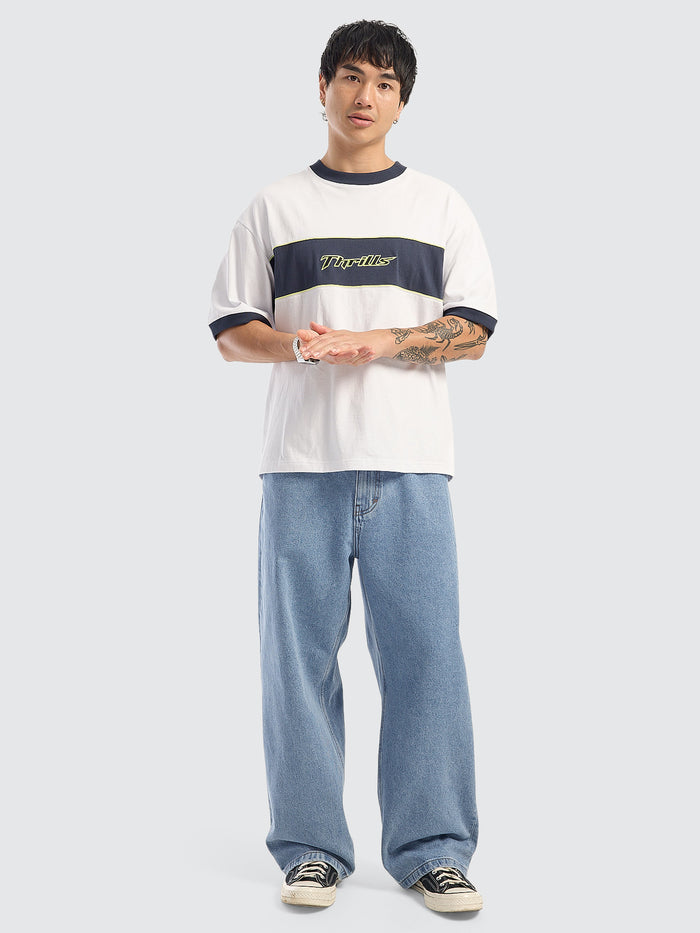 Outcast Panel Oversize Box Crop Tee - White