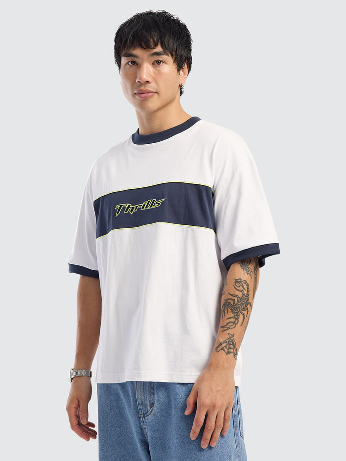 Outcast Panel Oversize Box Crop Tee - White