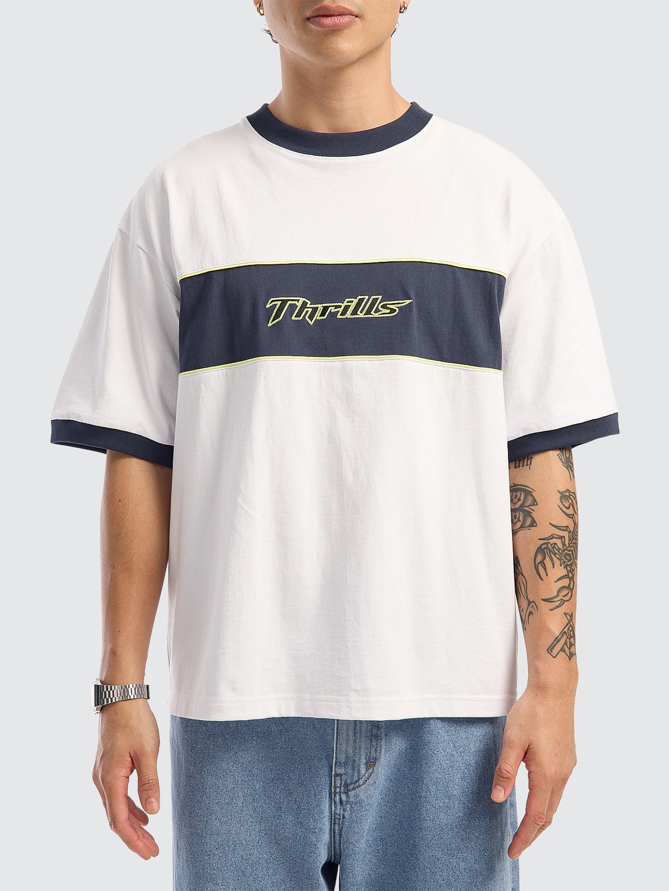 Outcast Panel Oversize Box Crop Tee - White