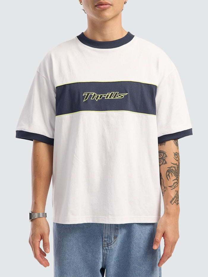 Outcast Panel Oversize Box Crop Tee - White