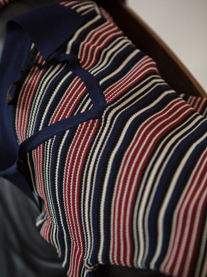 All That Stripe Knit Baby Polo Tee - Navy