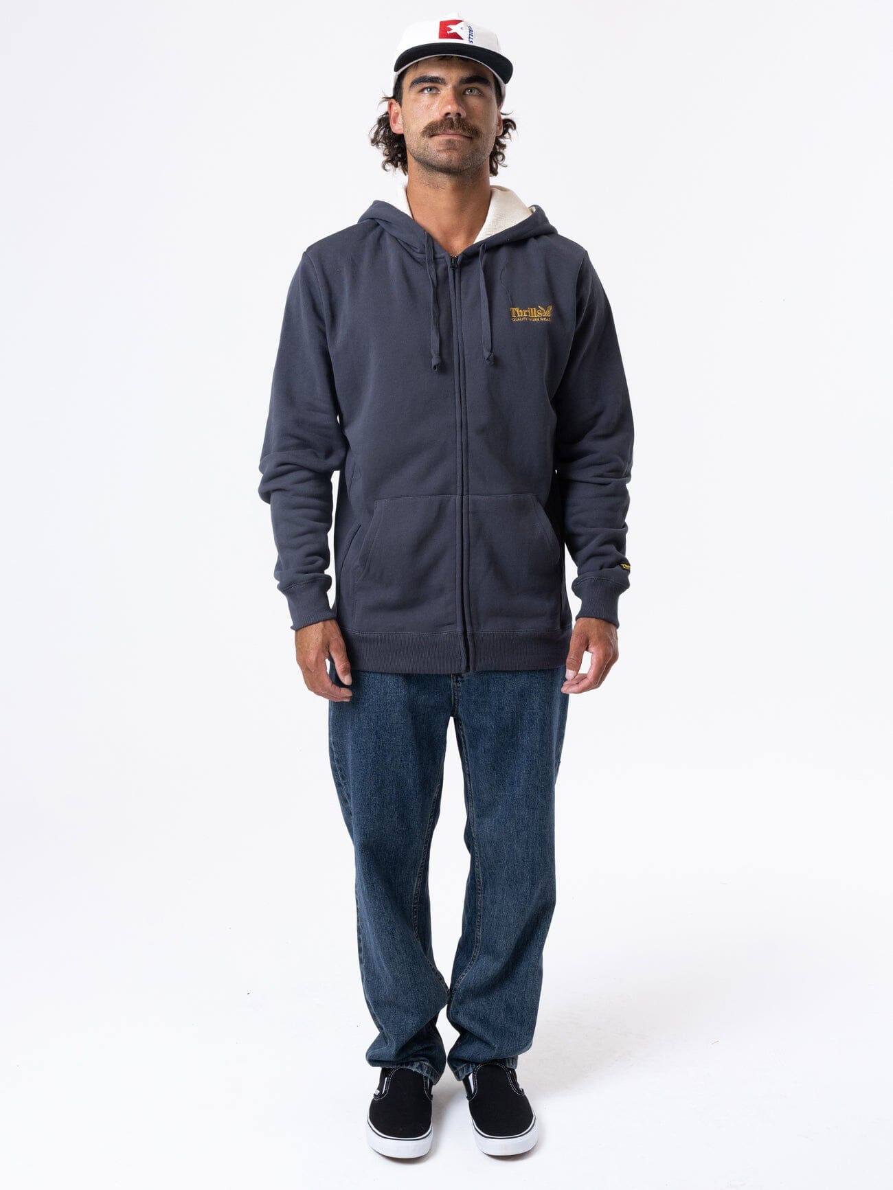 Thrills Union Zip Hood - Dark Charcoal