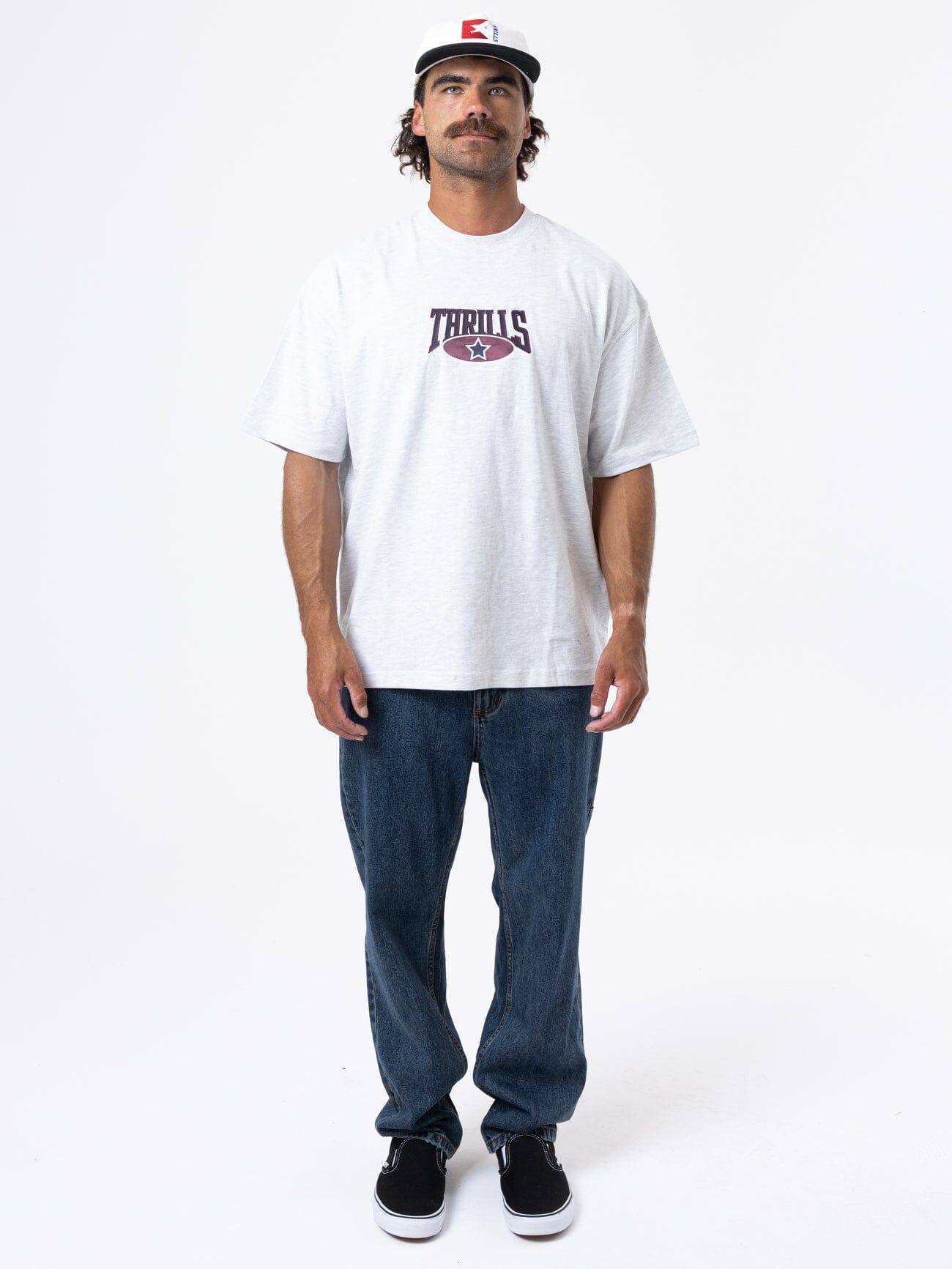 Full Ride Box Fit Oversize Tee - White Marle