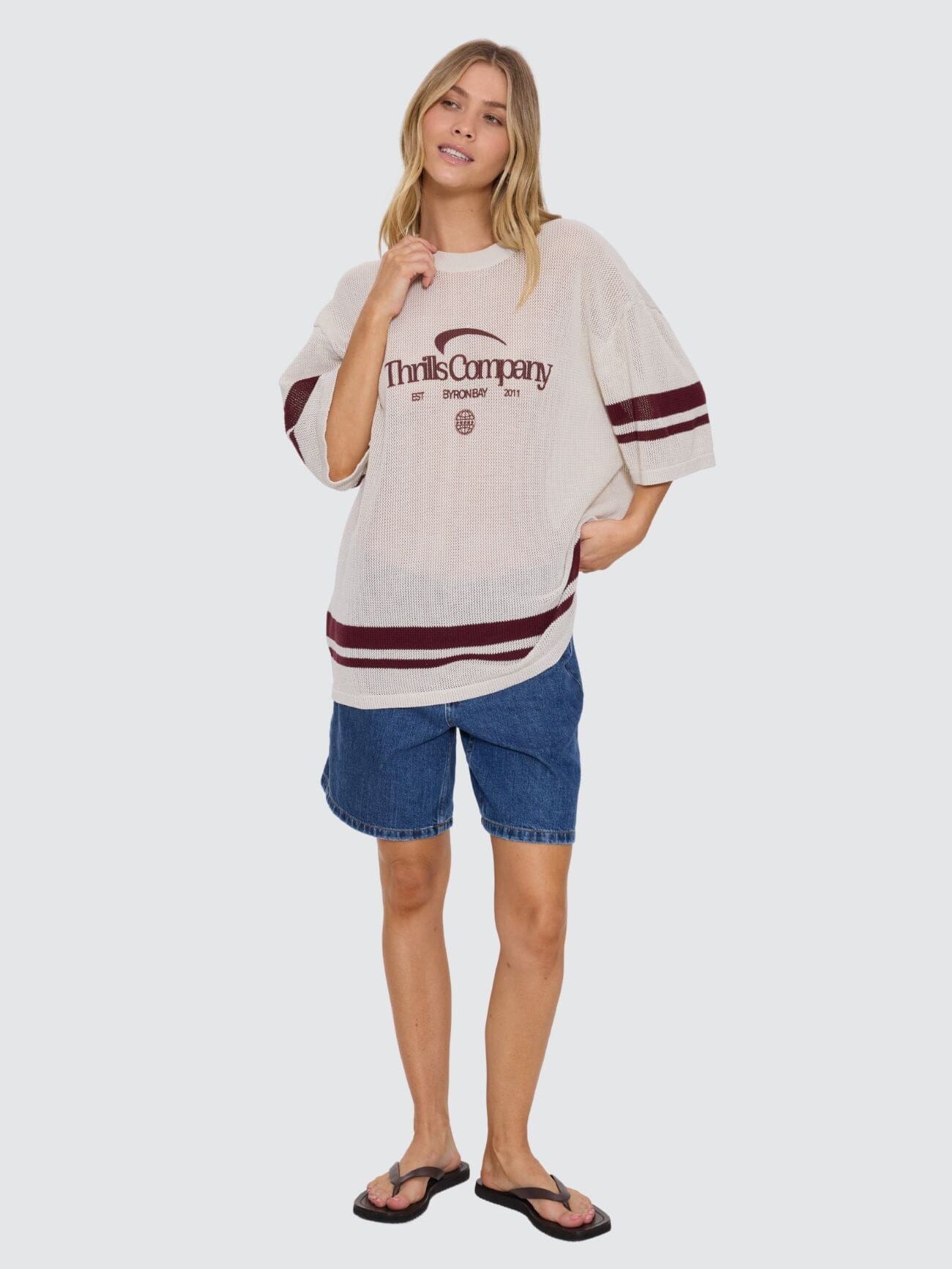End Game Knit Oversized Tee - Off White
