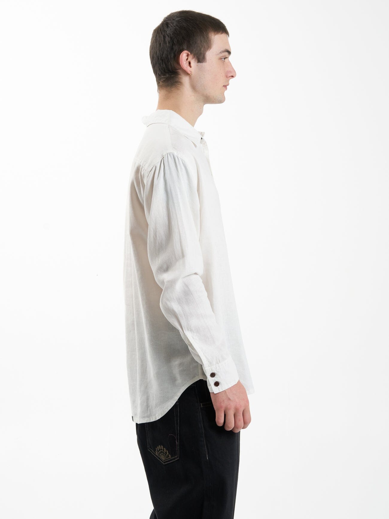 Hemp Minimal Thrills Oversize Long Sleeve Shirt - Dirty White