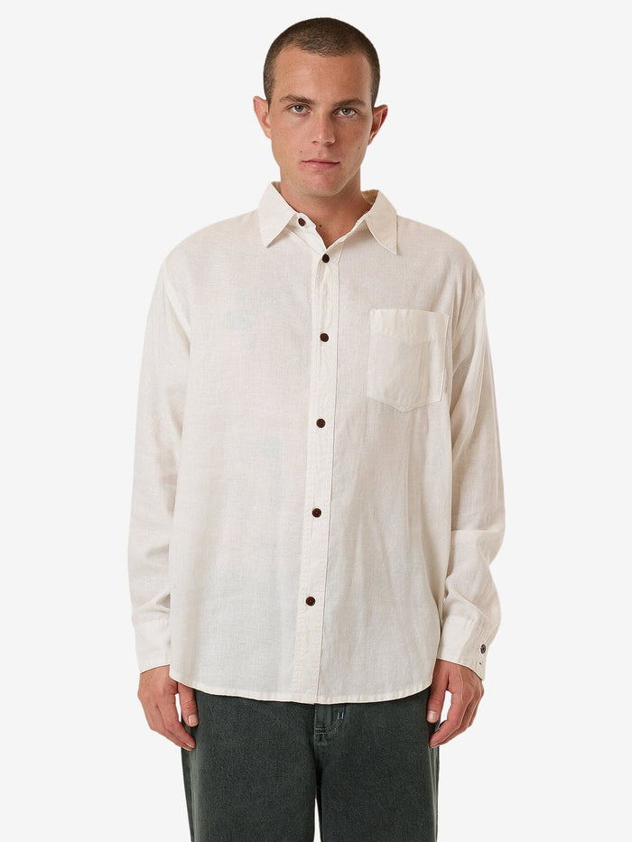 Hemp Minimal Thrills Oversize Long Sleeve Shirt - Dirty White