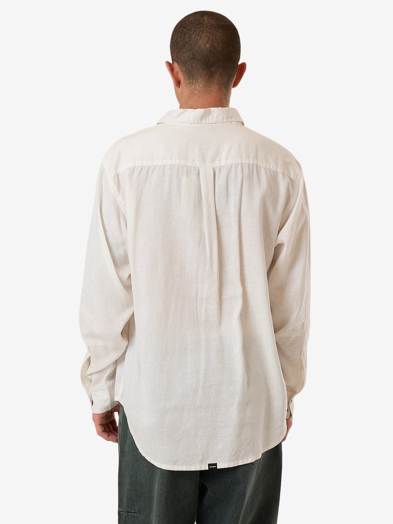 Hemp Minimal Thrills Oversize Long Sleeve Shirt - Dirty White XS