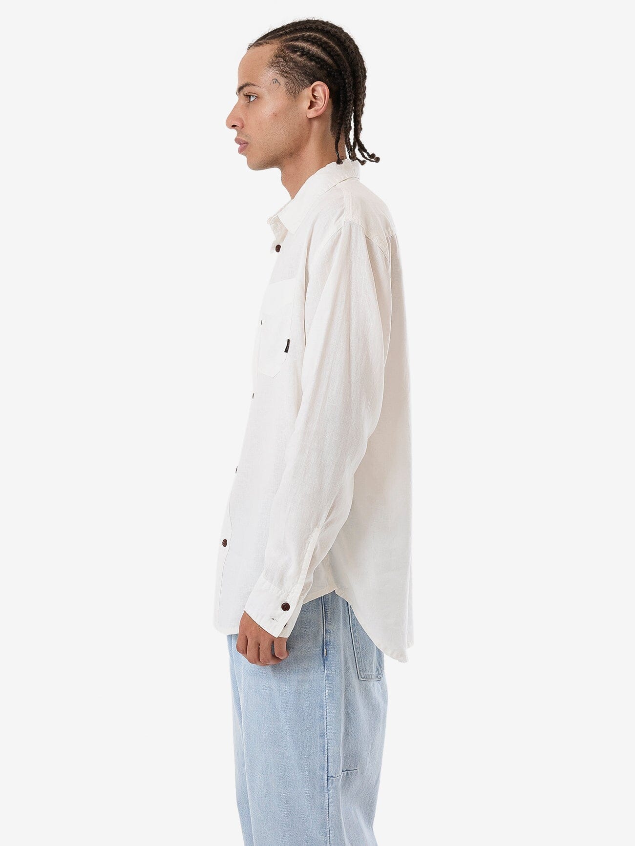 Hemp Minimal Thrills Oversize Long Sleeve Shirt - Dirty White XS