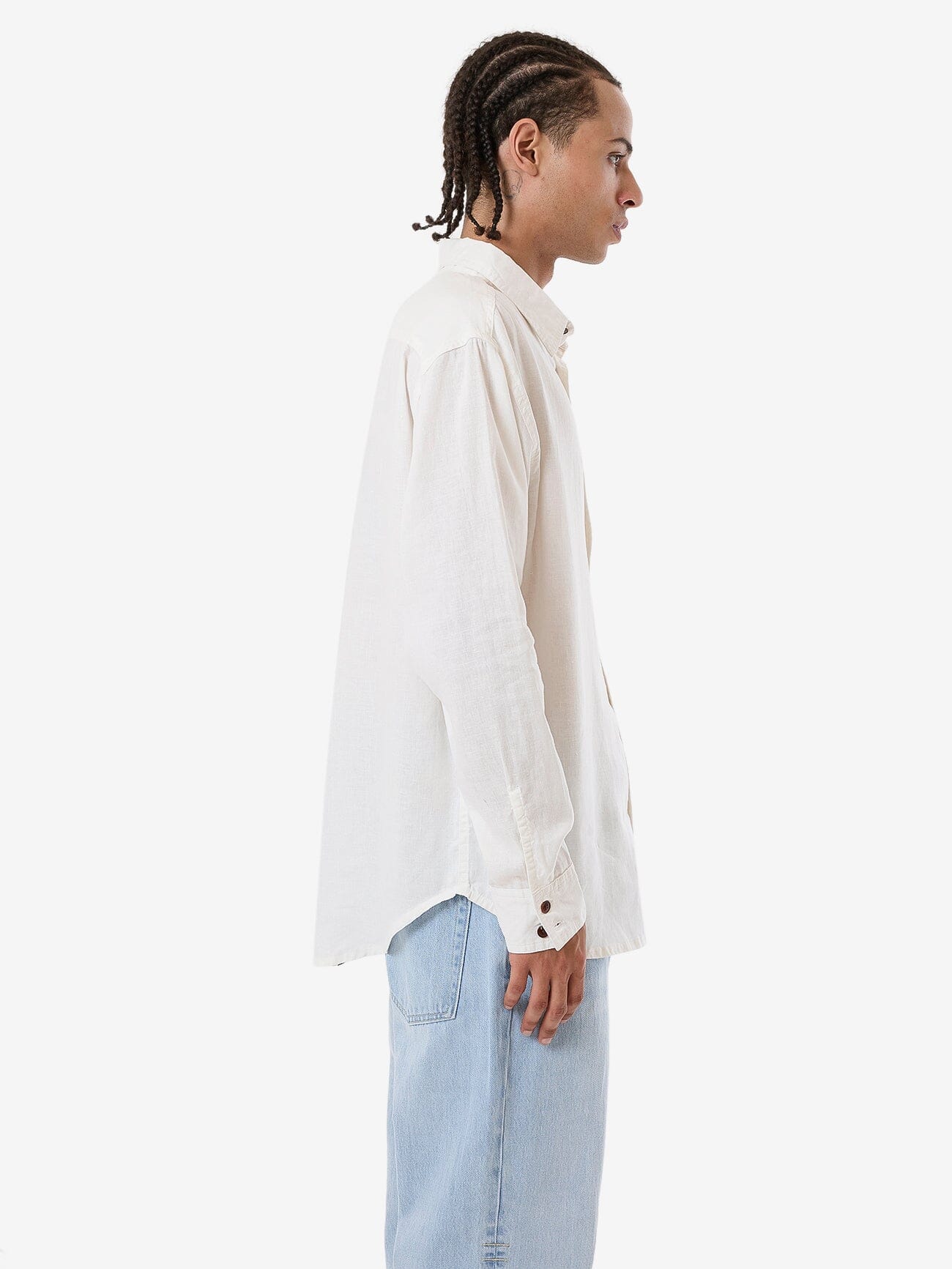 Hemp Minimal Thrills Oversize Long Sleeve Shirt - Dirty White XS