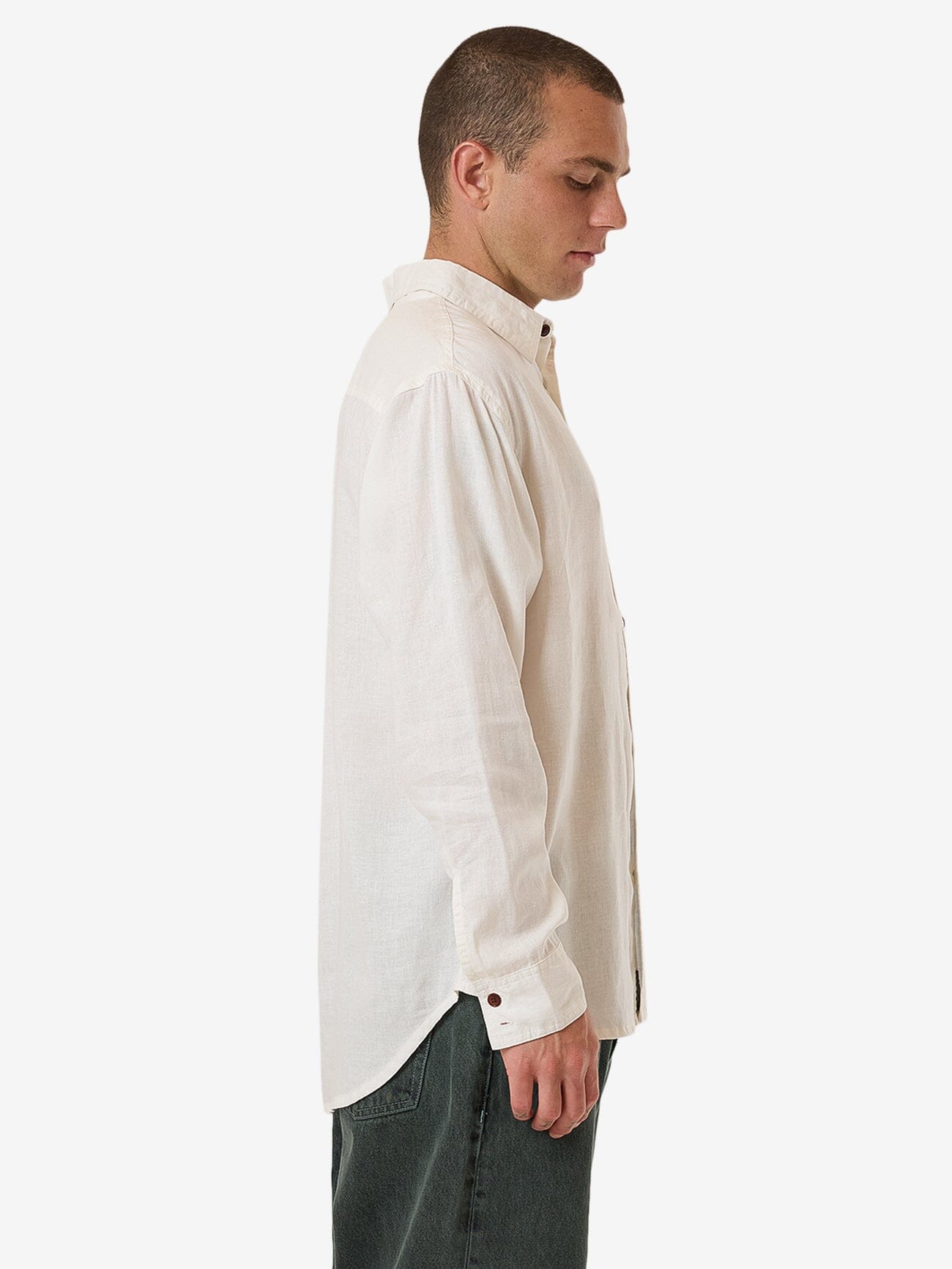 Hemp Minimal Thrills Oversize Long Sleeve Shirt - Dirty White XS