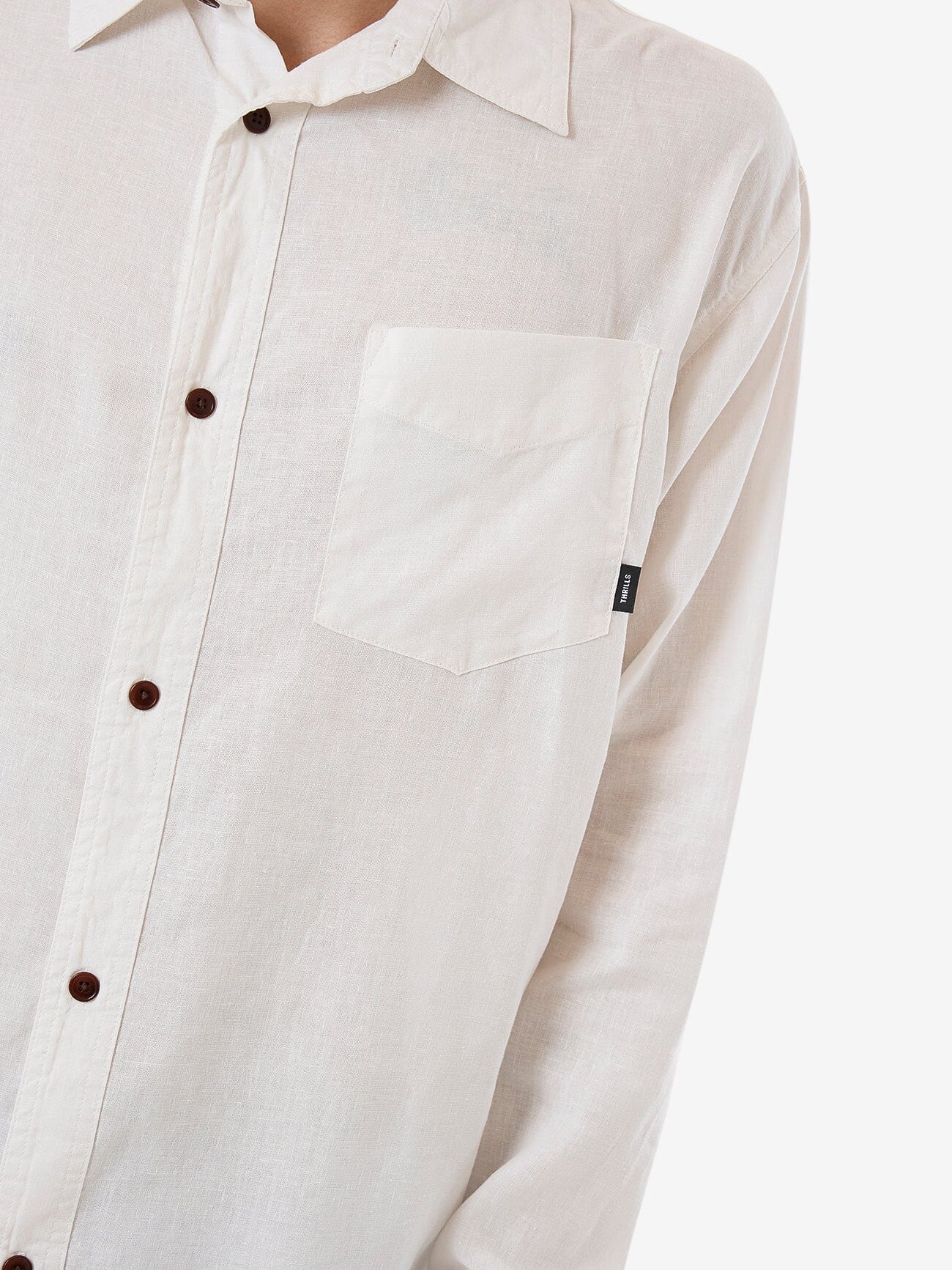 Hemp Minimal Thrills Oversize Long Sleeve Shirt - Dirty White XS