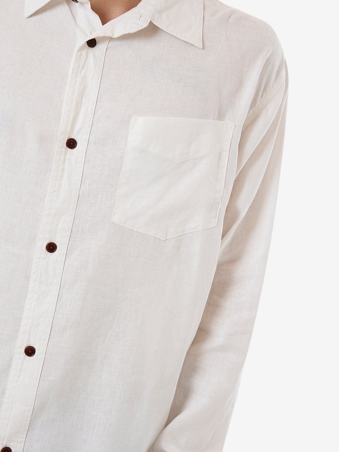 Hemp Minimal Thrills Oversize Long Sleeve Shirt - Dirty White