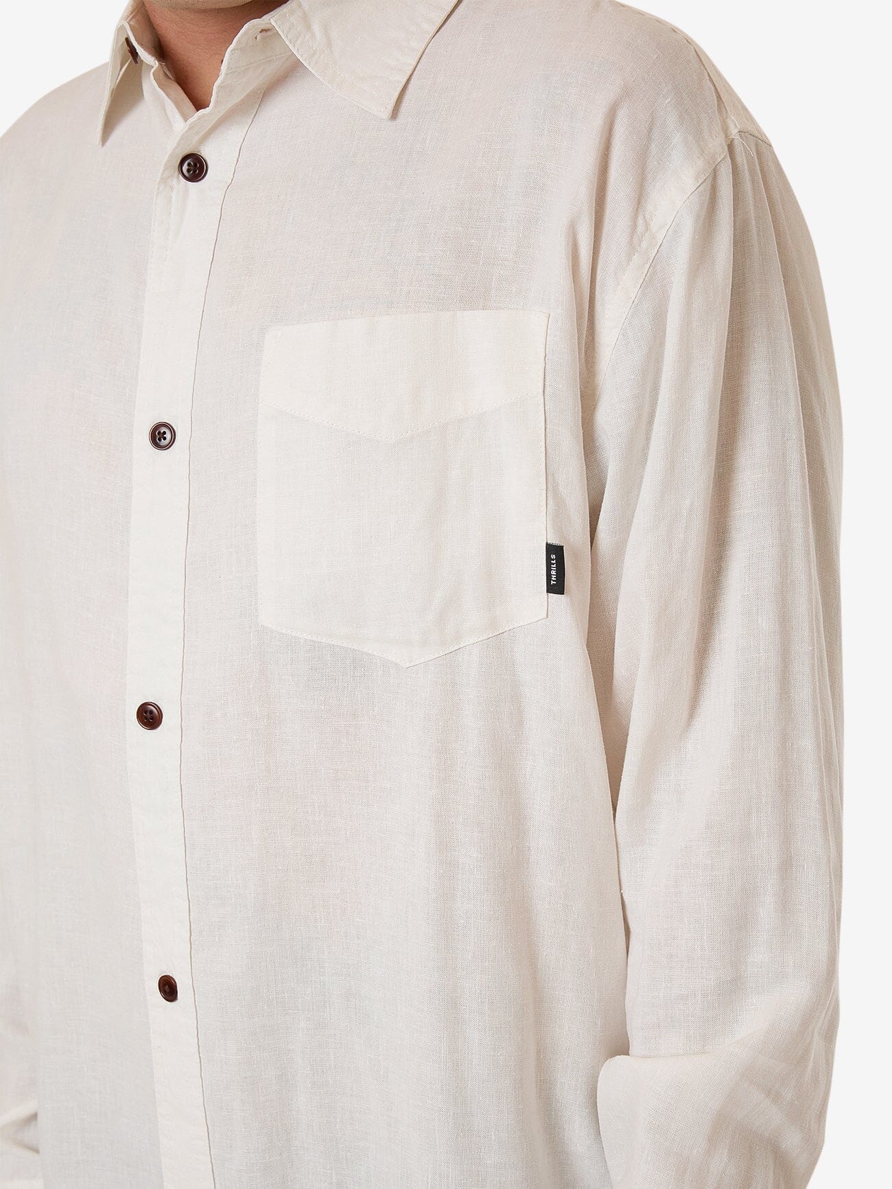 Hemp Minimal Thrills Oversize Long Sleeve Shirt - Dirty White XS