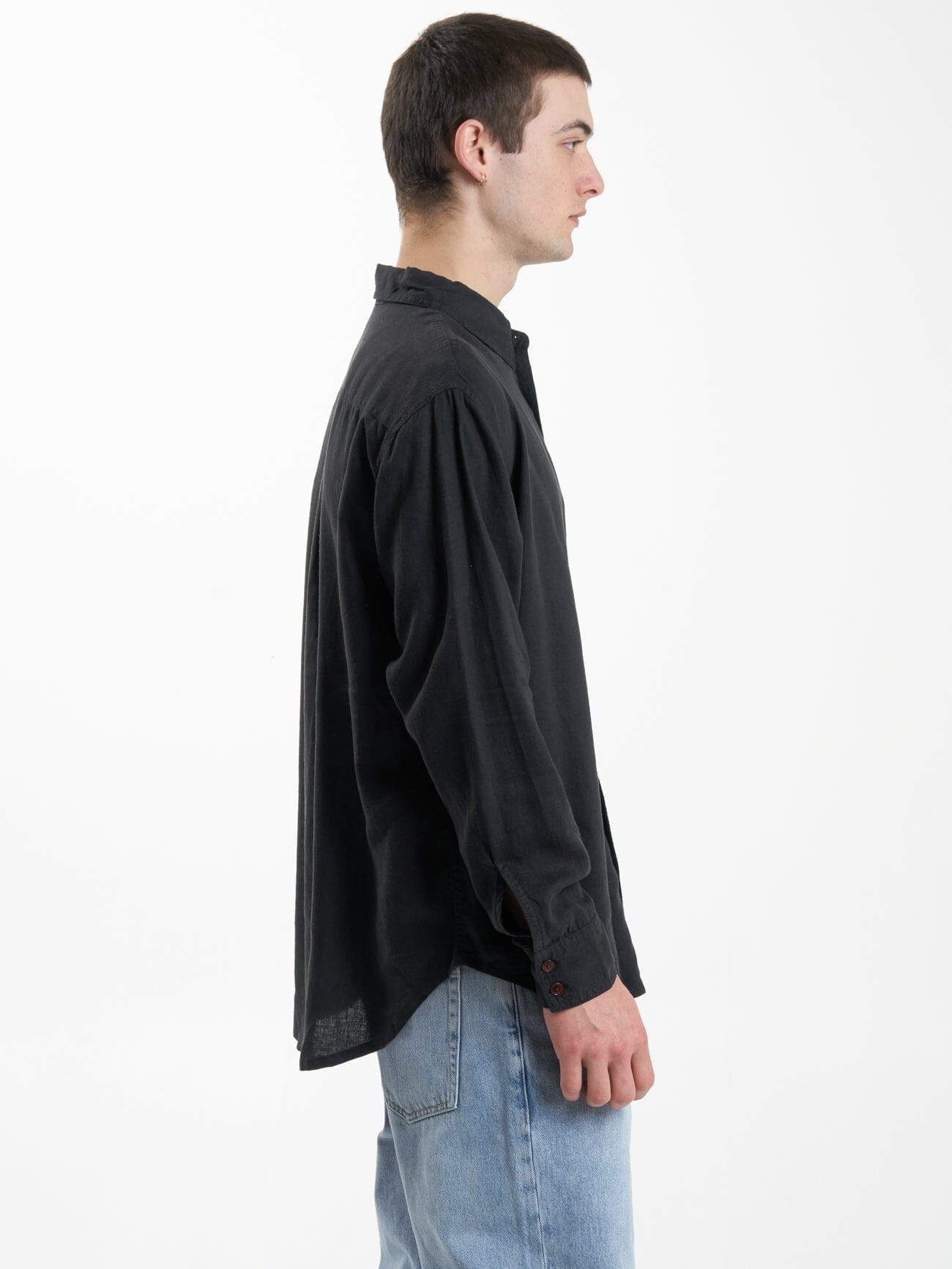 Hemp Minimal Thrills Oversize Long Sleeve Shirt - Black