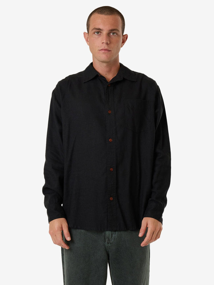 Hemp Minimal Thrills Oversize Long Sleeve Shirt - Black