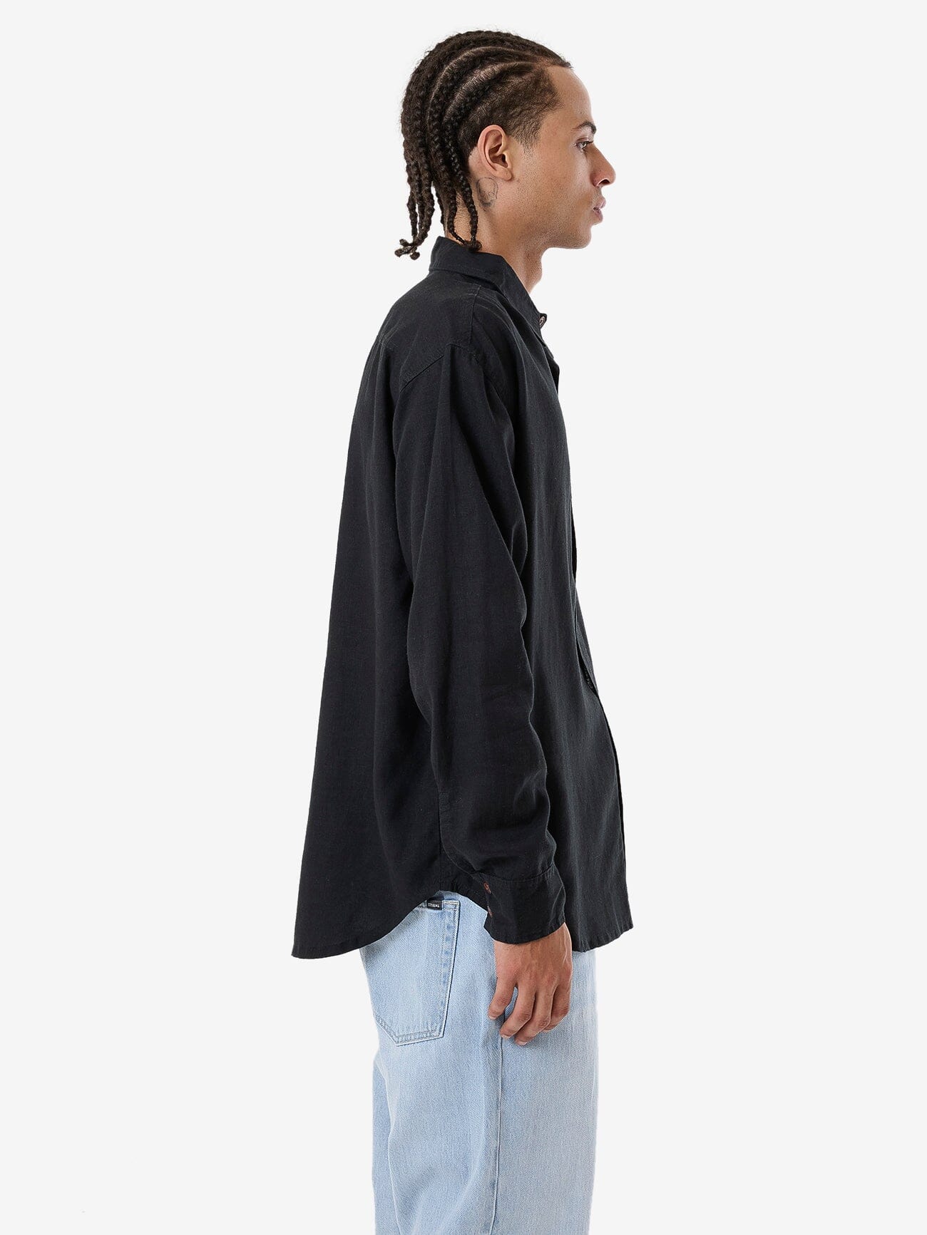 Hemp Minimal Thrills Oversize Long Sleeve Shirt - Black XS