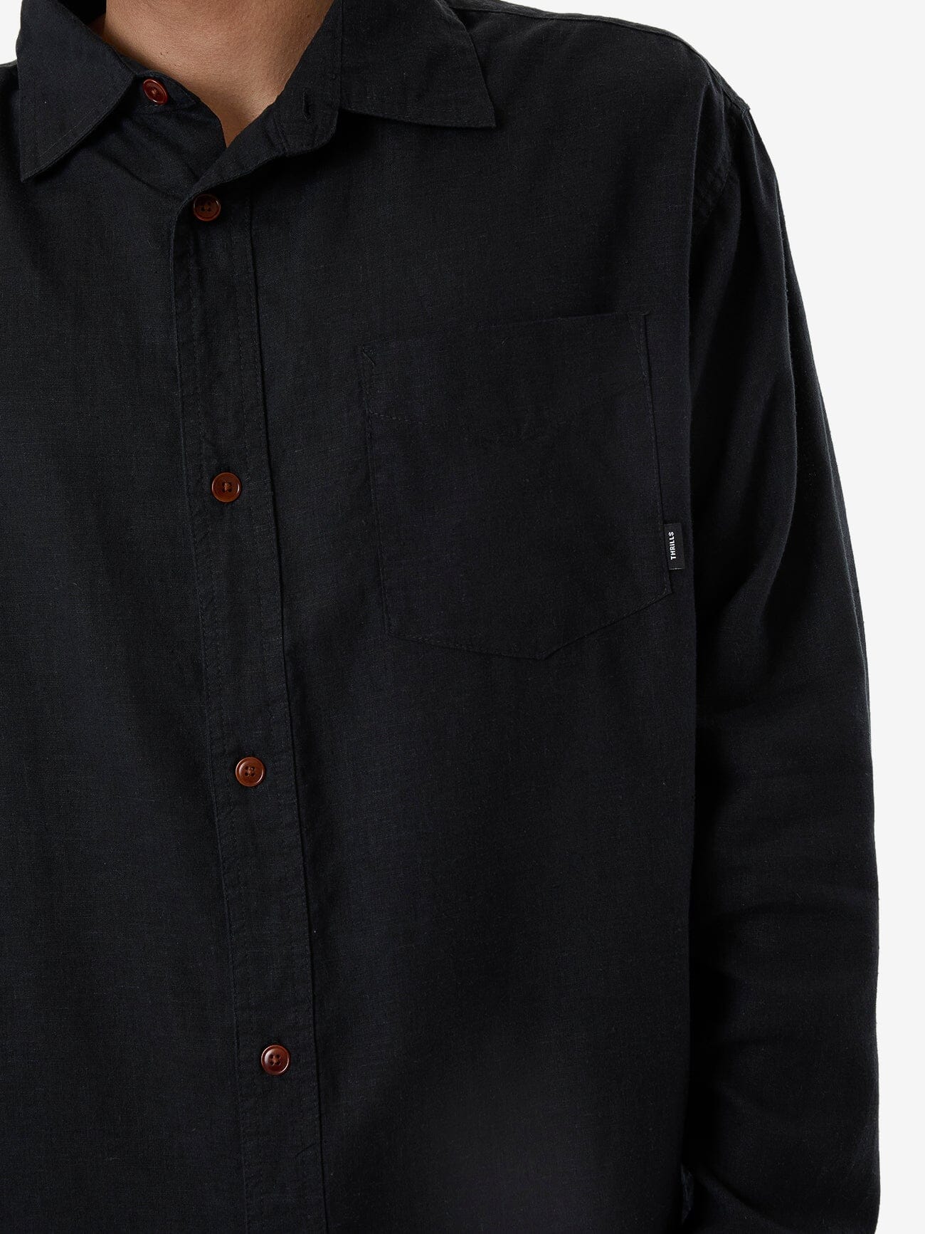 Hemp Minimal Thrills Oversize Long Sleeve Shirt - Black XS