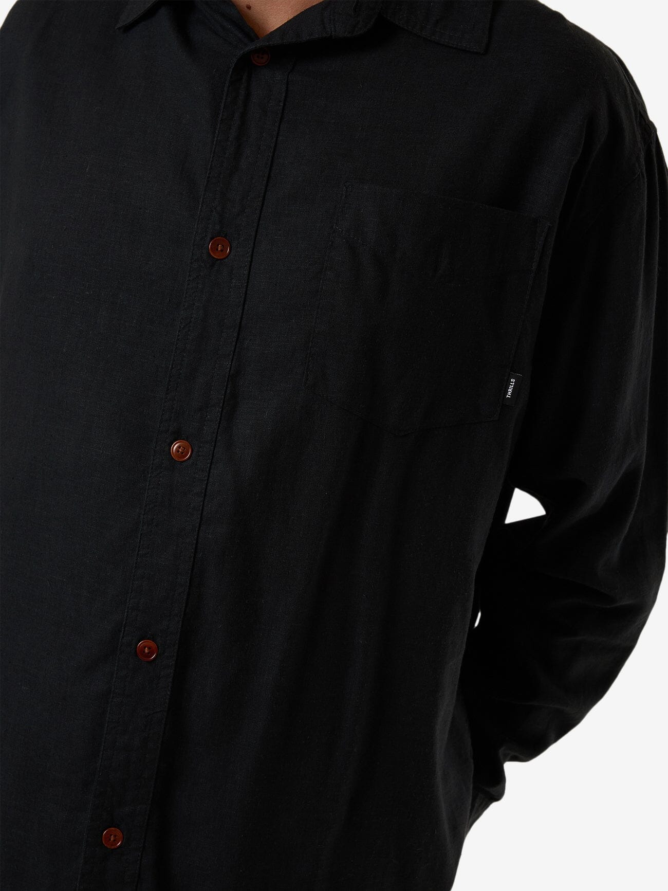 Hemp Minimal Thrills Oversize Long Sleeve Shirt - Black XS