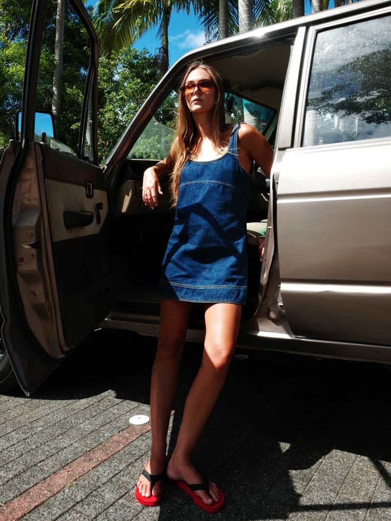 Luciana Denim Mini Dress - Mid Blue