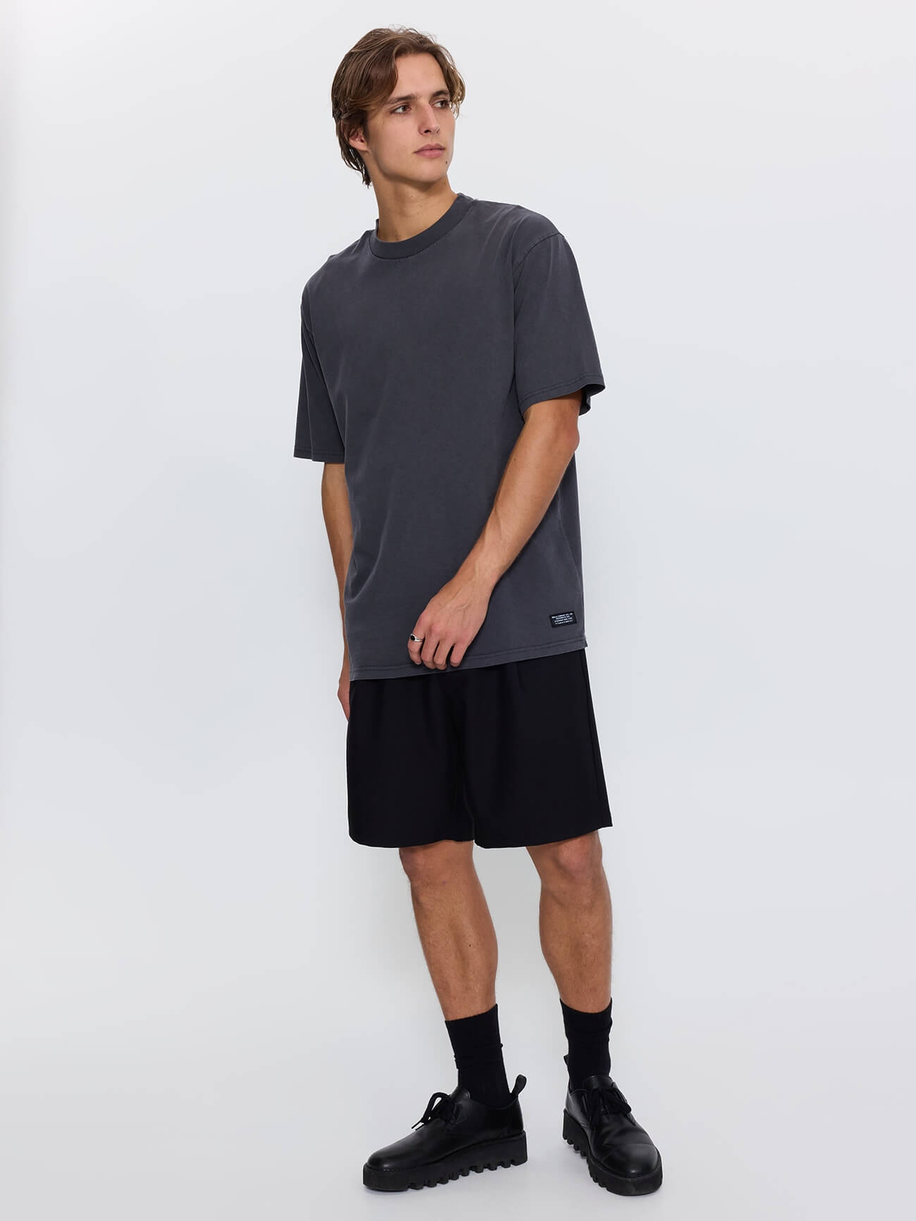 Thrills Military Oversize Fit Tee - Dark Charcoal XS