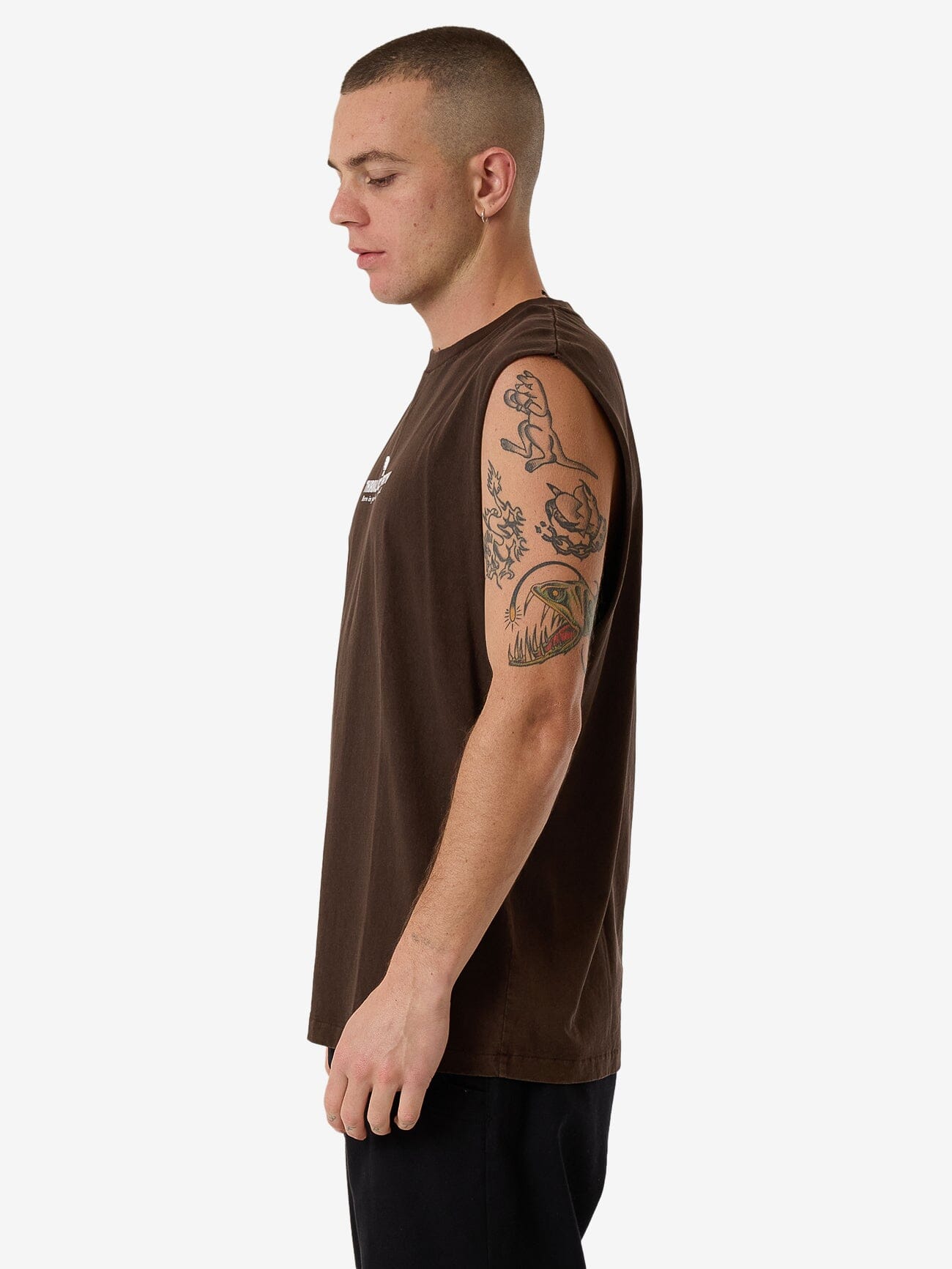 Hell Raising Merch Fit Muscle Tee - Postal Brown