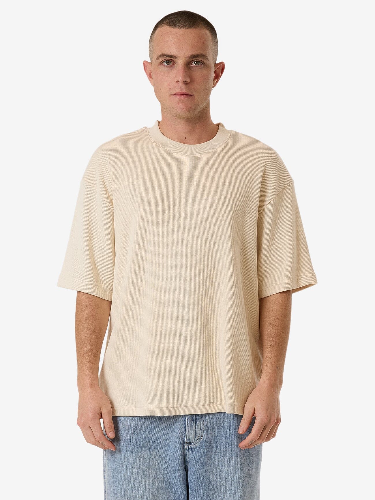 Existencial Waffle Box Fit Oversize Short Tee - Unbleached