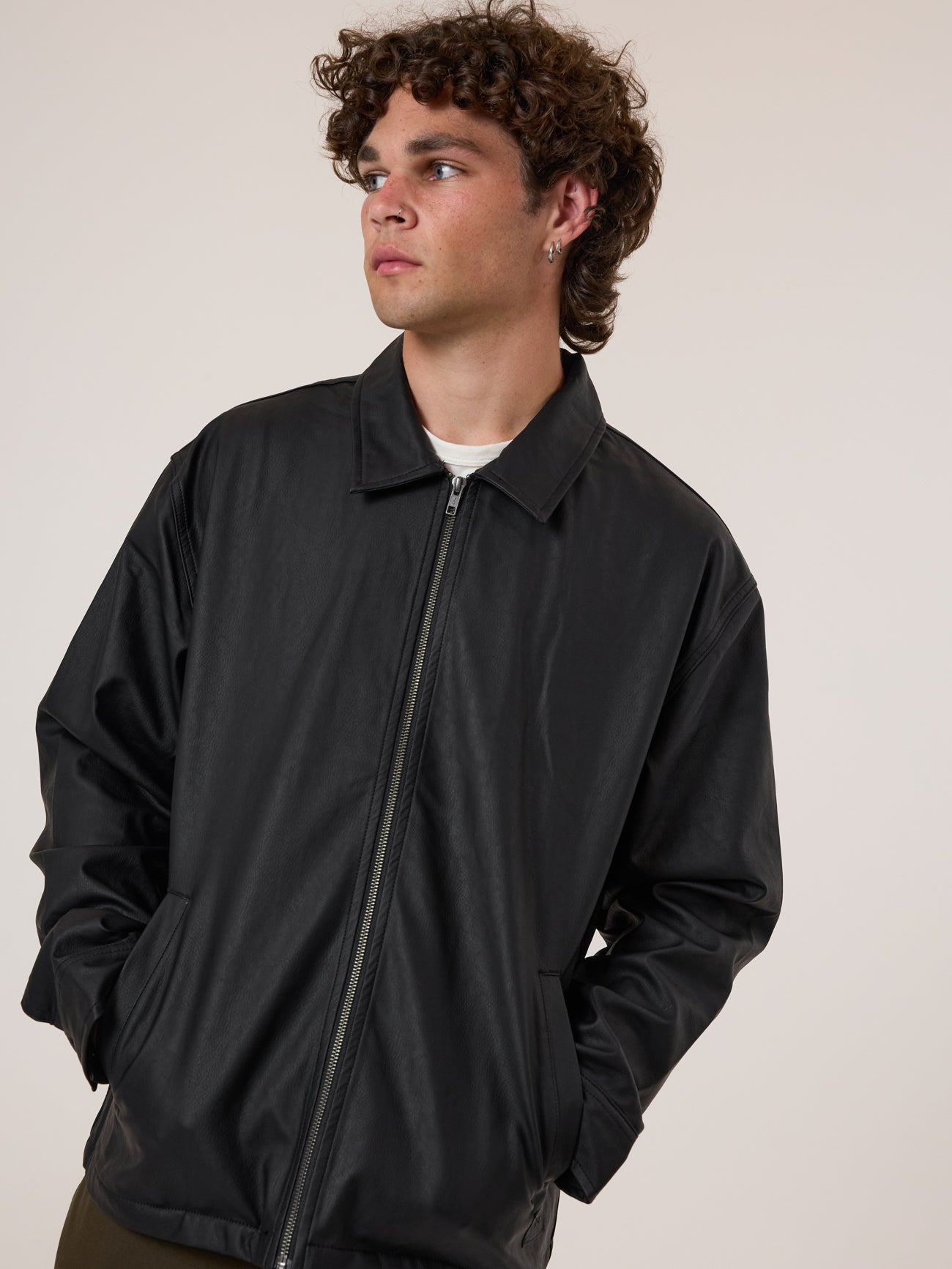 Don't Bother Me PU Leather Work Jacket - Black