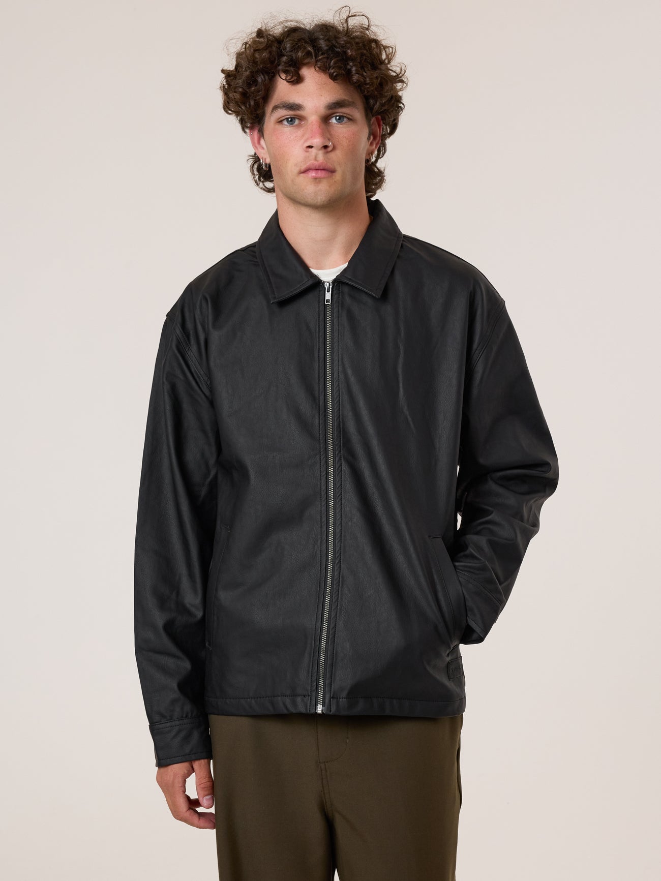 Don't Bother Me PU Leather Work Jacket - Black