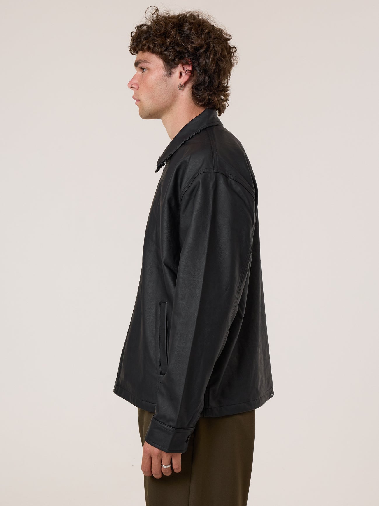 Don't Bother Me PU Leather Work Jacket - Black