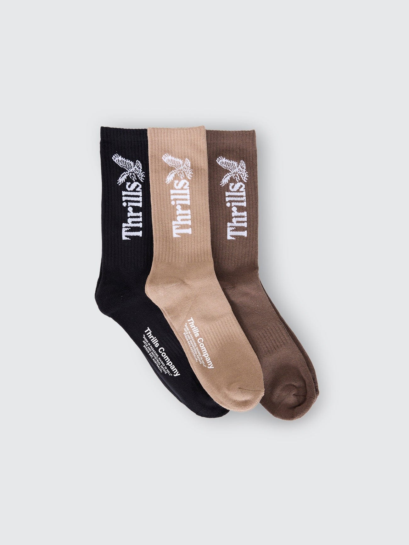 Thrills Workwear 5 Pack Sock - Desert - Black - Silver Grey