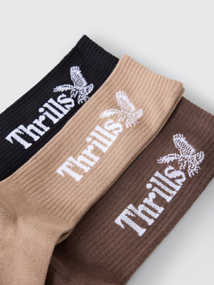 Thrills Workwear 5 Pack Sock - Desert - Black - Silver Grey