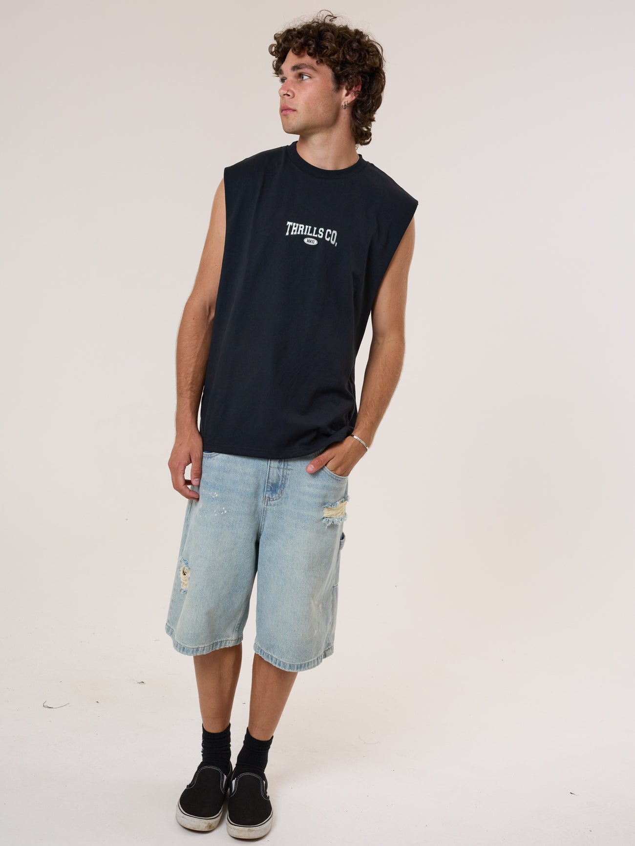 Recruit Merch Fit Muscle Tee - Washed Black