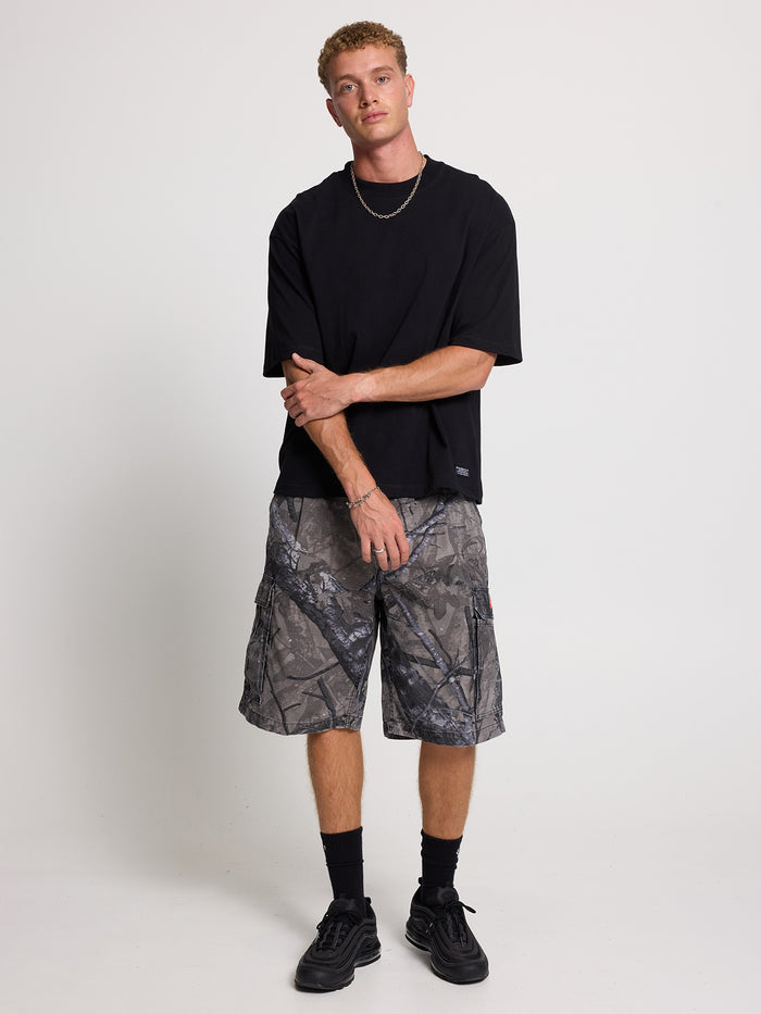 Thrills Military Box Fit Oversized Cropped Tee - Black