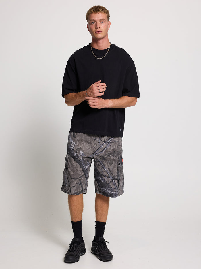 Thrills Military Box Fit Oversized Cropped Tee - Black