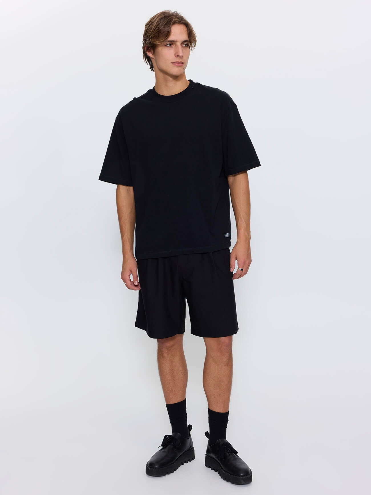 Thrills Military Box Fit Oversized Cropped Tee - Black XS
