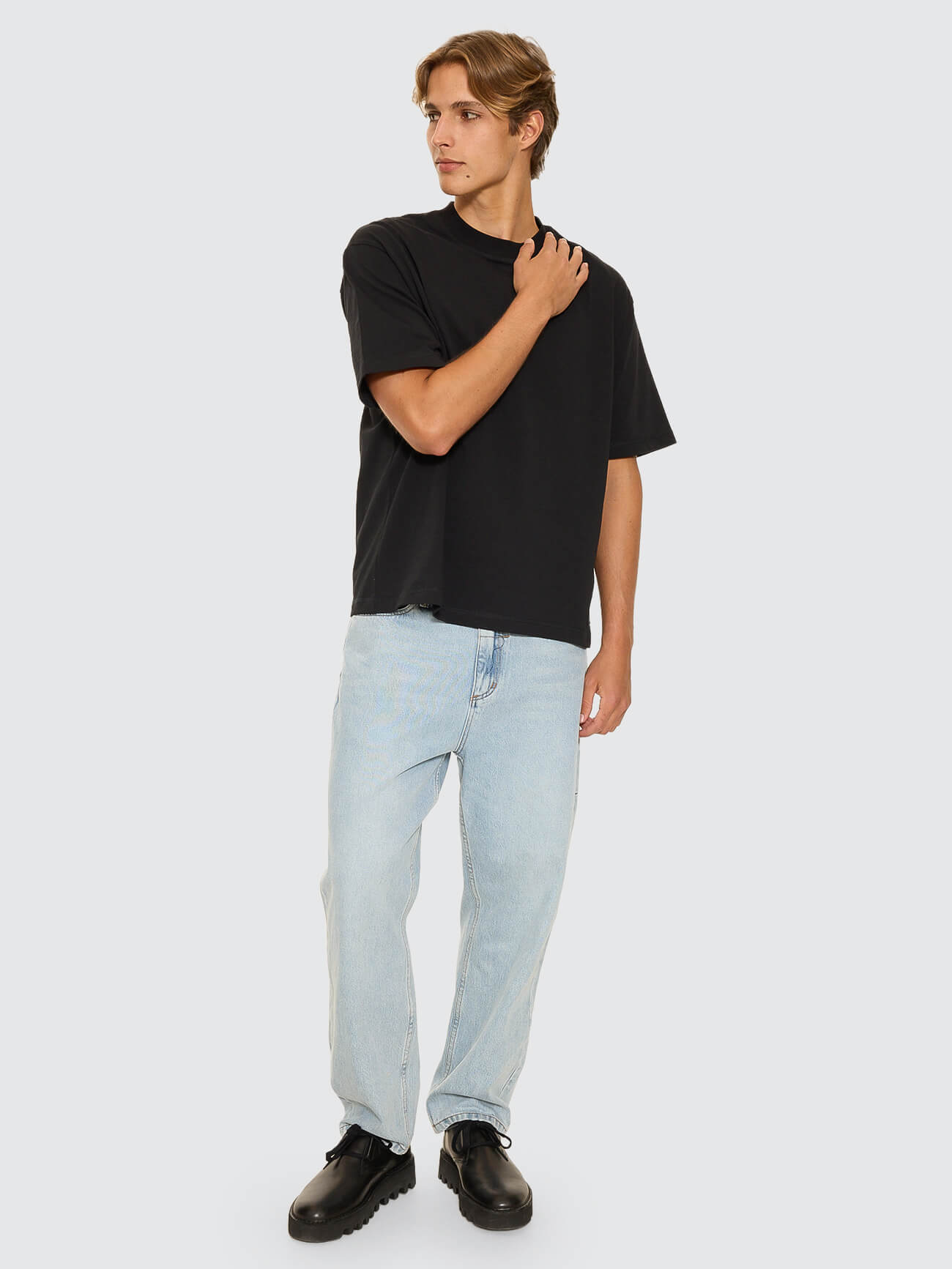 Thrills Military Box Fit Oversized Cropped Tee - Black