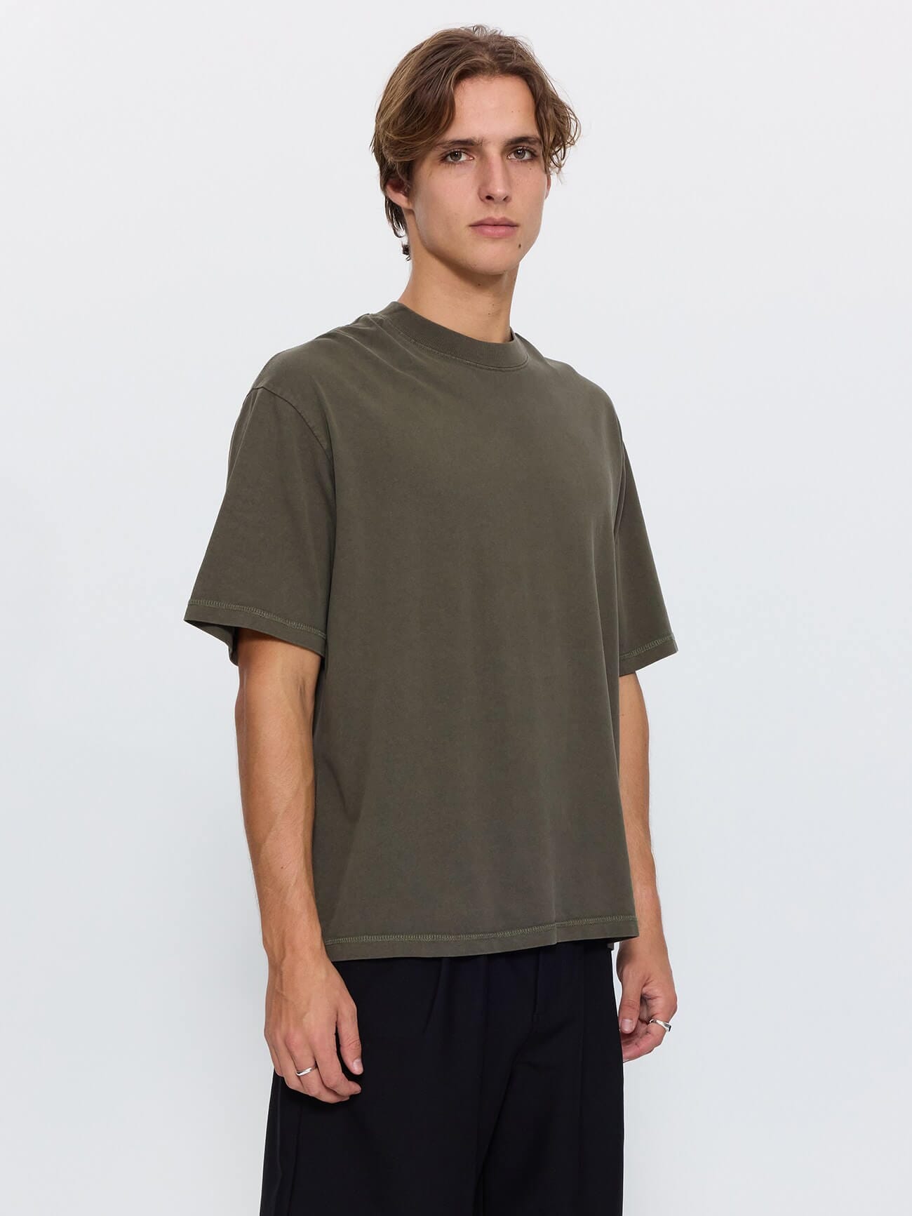 Thrills Military Box Fit Oversized Cropped Tee - Grape Leaf XS
