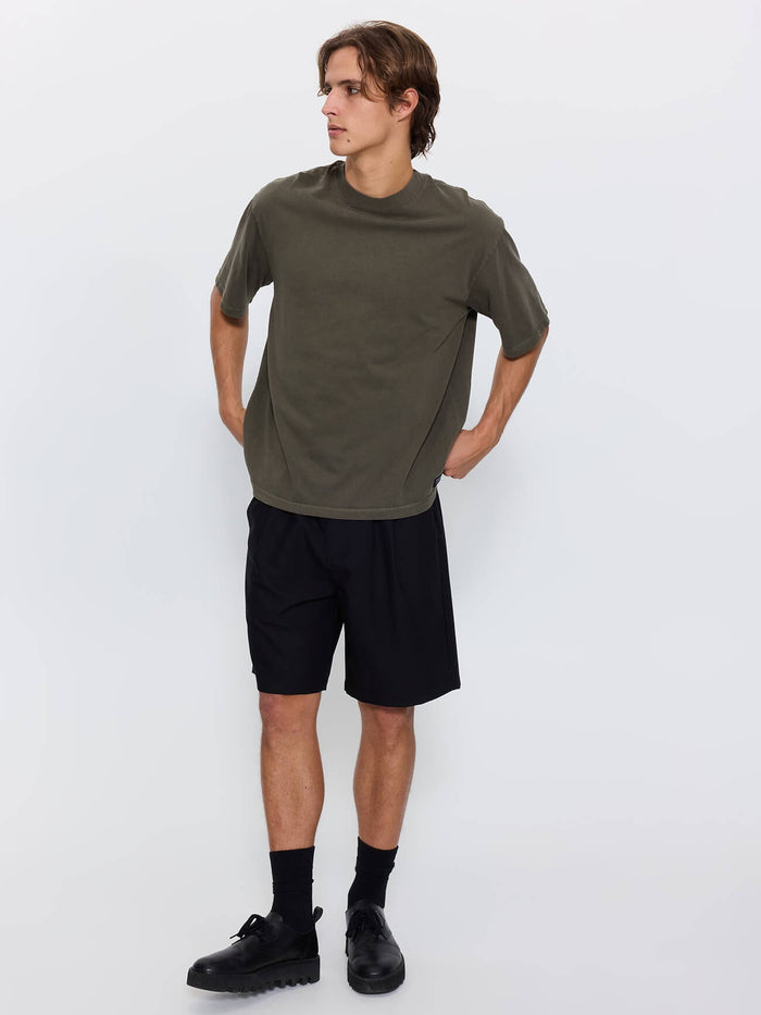 Thrills Military Box Fit Oversized Cropped Tee - Grape Leaf XS
