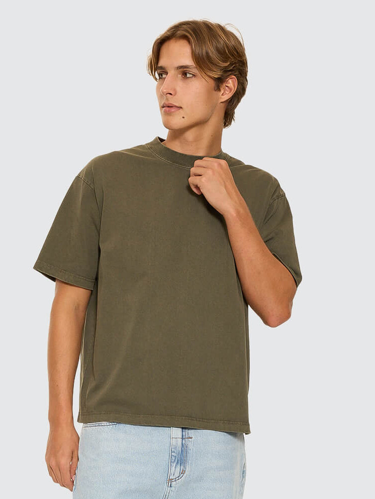 Thrills Military Box Fit Oversized Cropped Tee - Grape Leaf XS