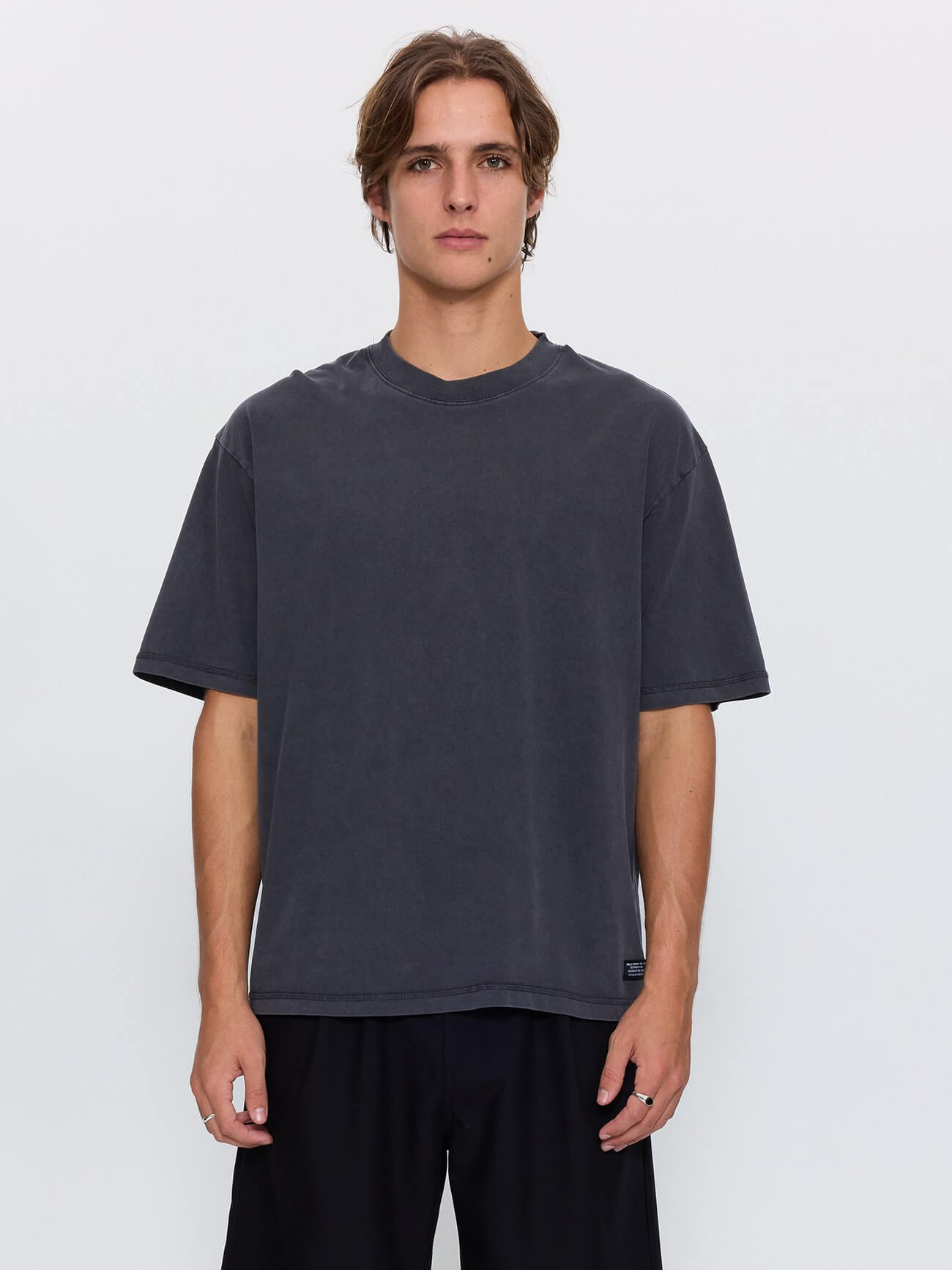 Thrills Military Box Fit Oversized Cropped Tee - Dark Charcoal XS