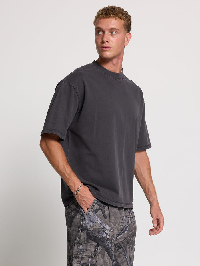 Thrills Military Box Fit Oversized Cropped Tee - Dark Charcoal
